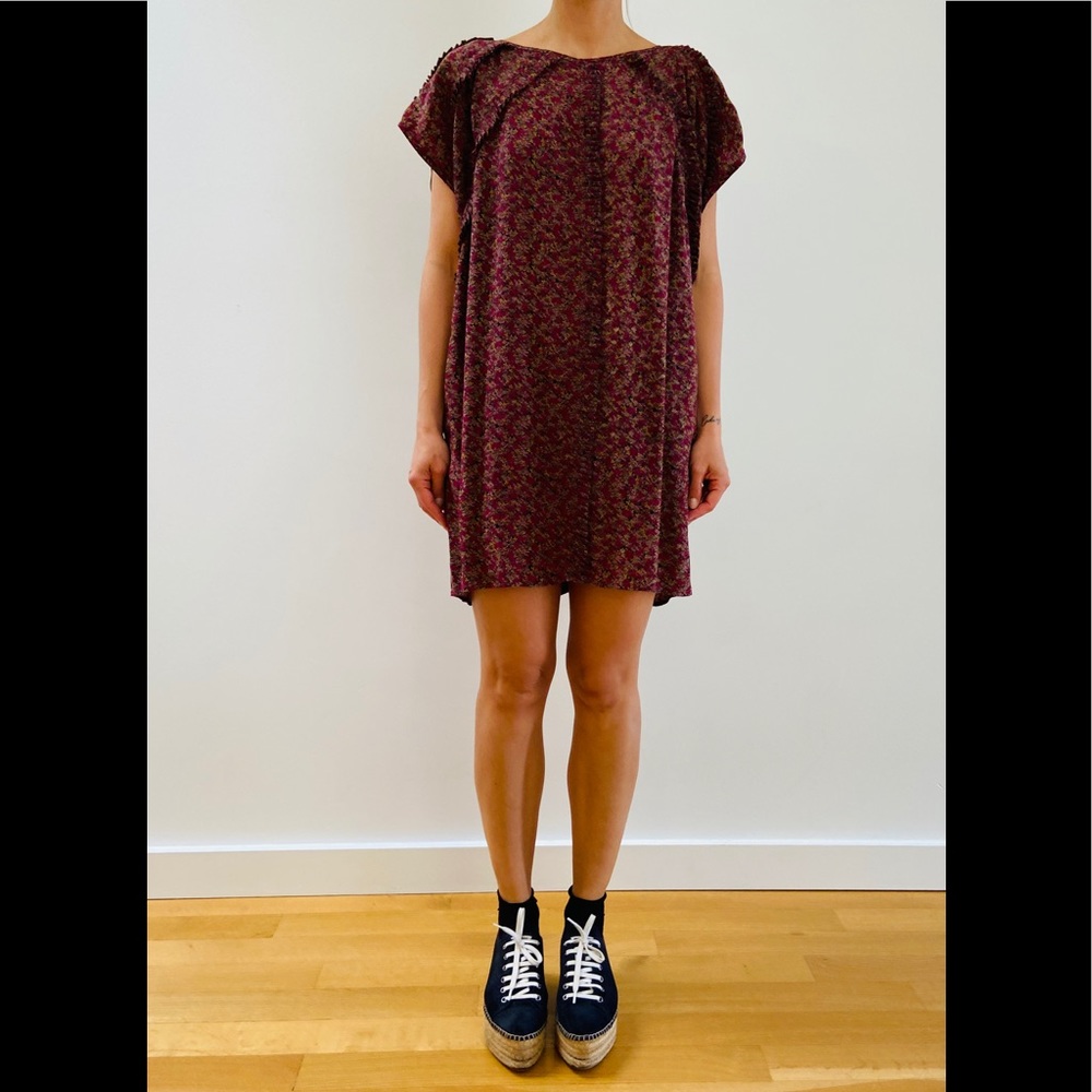 Floral mini Dress with ruffled seams